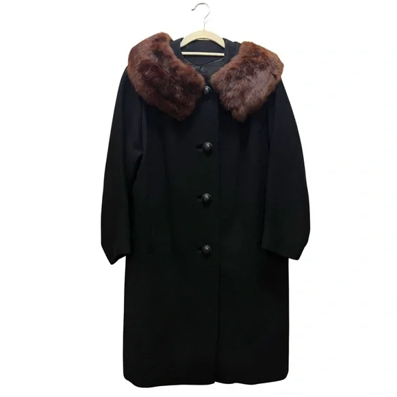 Vintage | Jackets & Coats | Vintage 5s 60s Wool Coat With Fur